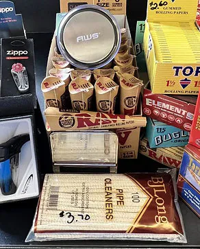 Rolling papers, lighters and smoking accessories at Shelly's Kleen Tobacco