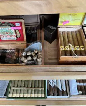Boxes of premium cigars at Shelly's Kleen Tobacco in Stevensville MT